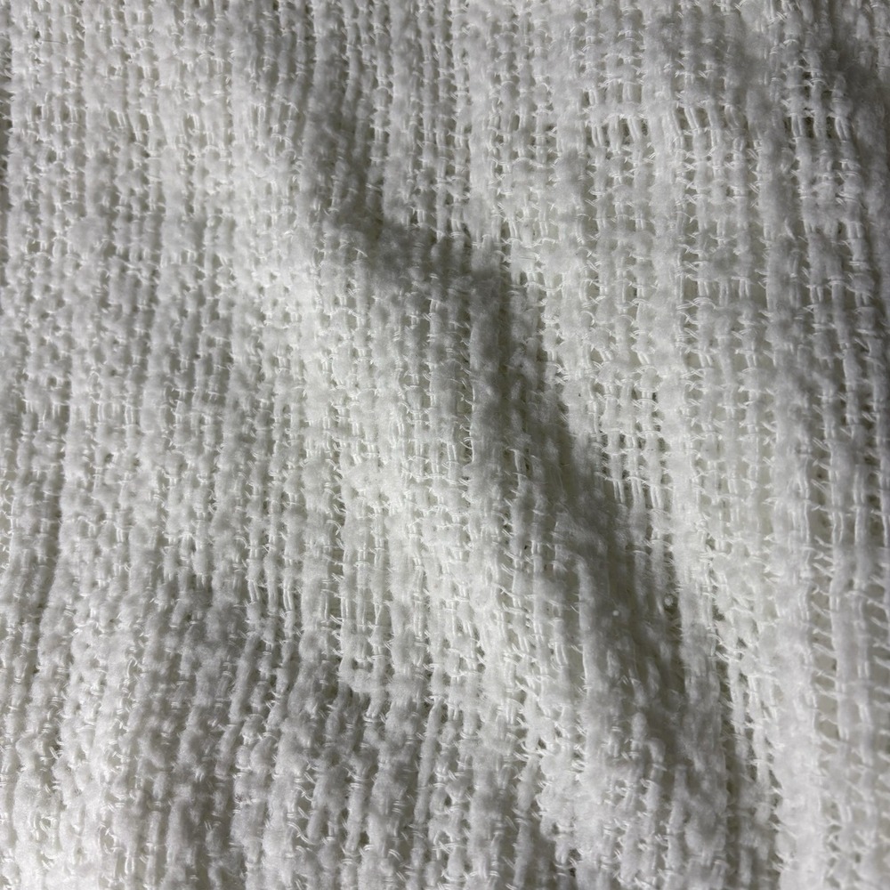 Vtg White Satin Trim Acrylic Waffle Weave Blanket 76x82" - Picture 7 of 8